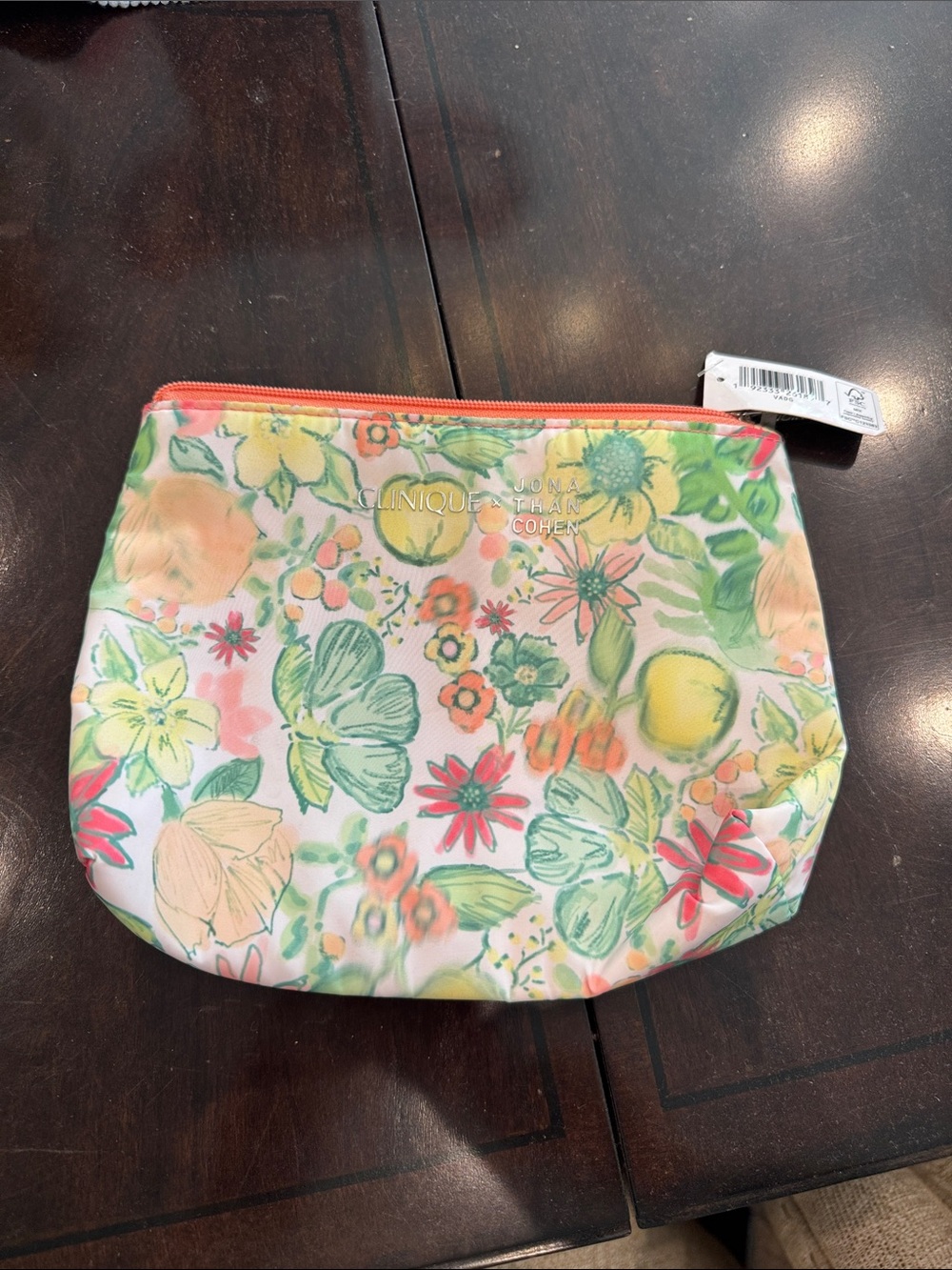 Clinique Floral Cosmetic Pouch - Coral, Green & Yellow